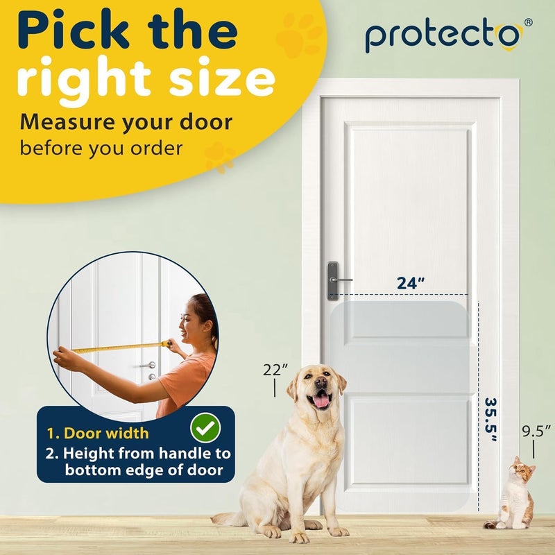 PROTECTO Heavy Duty Door Protector from Dog Scratching, 35 x 24â€ Clear Door Scratch Protector, Easy & Quick to Install on Window, Wall, Screen & Sliding Doors | Cat Scratch Guard for Indoors Outdoors - Image 2